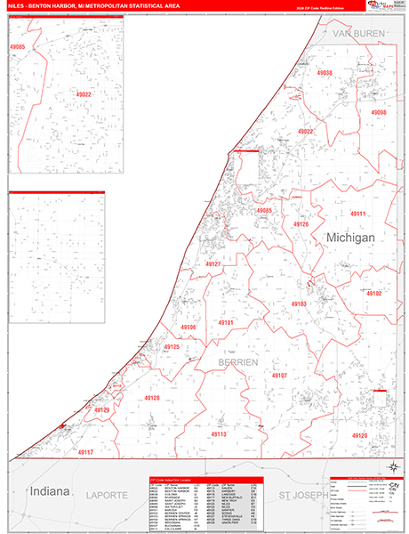 Niles-Benton Harbor Metro Area Wall Map